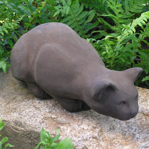 crouching cat garden statue